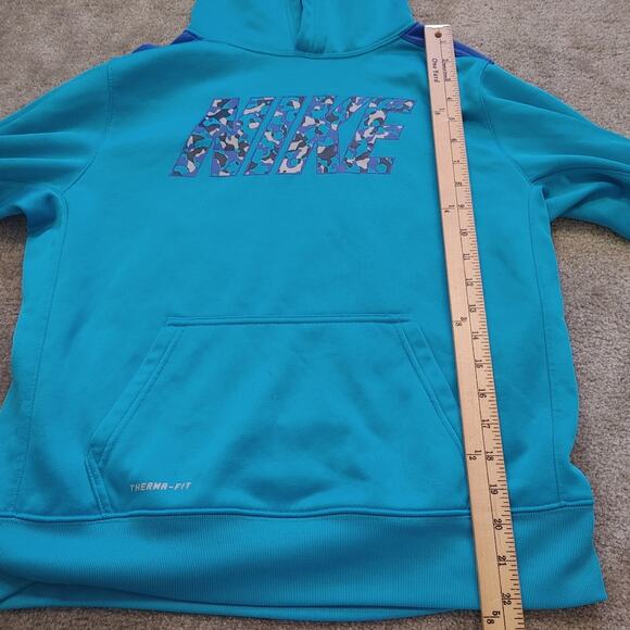 Nike Blue therma-fit Size XL Extra Large Boys Teens Kids Hoodie Camo Pocket - Picture 8 of 10